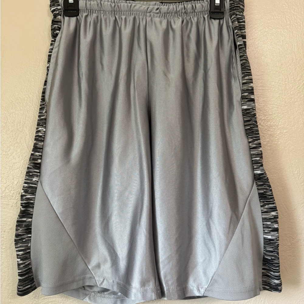 Silver Athletic Shorts with Black Accents 0182